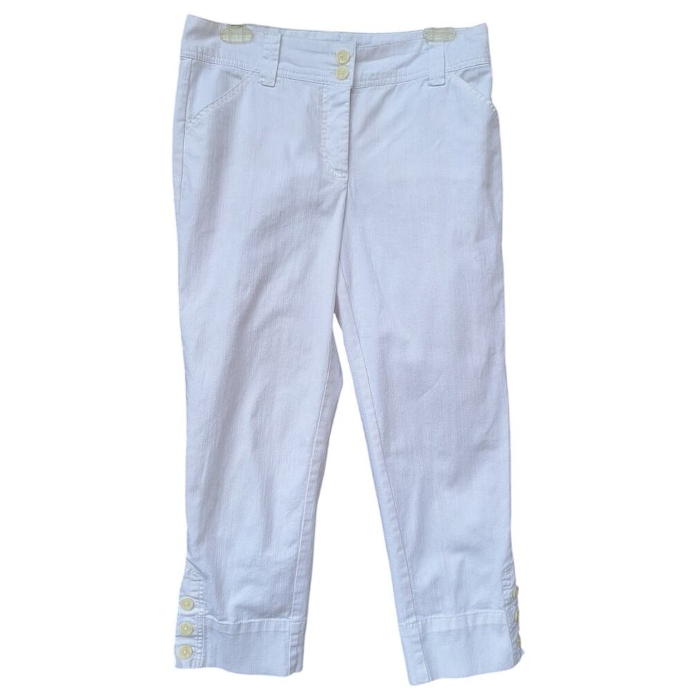 Charter Club Cotton Blend Stretch White Cropped Capri Pants Size 6 Coastal Beach